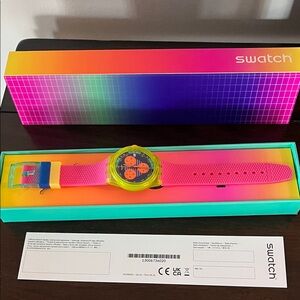 Swatch Neon Pink and Yellow Chronograph